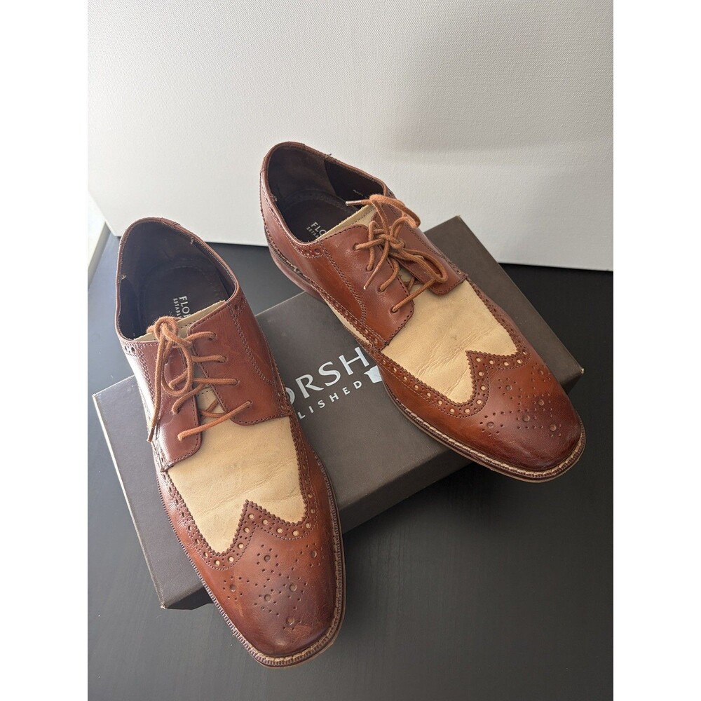 Florsheim Castellano 14137-107 Spectator Wingtip Oxford 8.5D Bone Multi Leather
